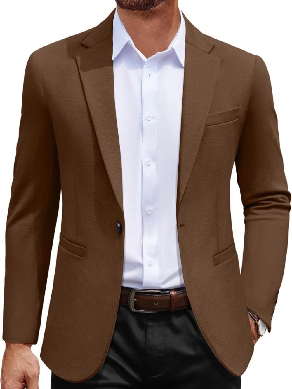 Stylish Men's Casual Blazer Jacket - Lightweight One Button Sport Coat